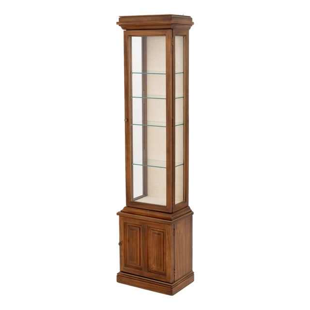 Modern Illuminated Glass-Paneled Fruitwood Vitrine For Sale