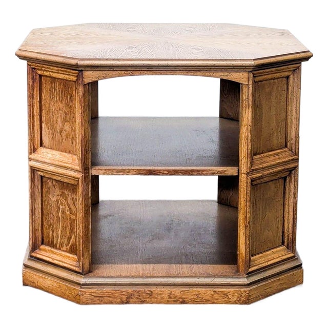 Vintage Octagonal Wood End Table With Open Shelf For Sale