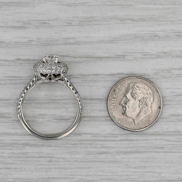 2010s Neil Lane 1.37ctw Round Diamond Halo Engagement Ring 14k White Gold Size 7 For Sale - Image 5 of 9