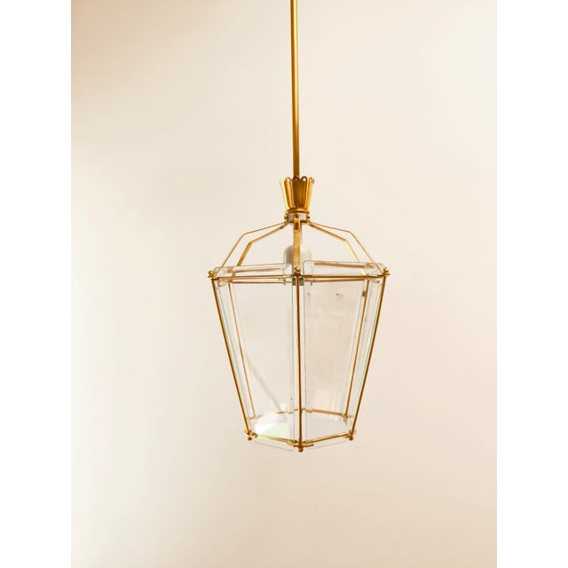 Brass and Clear Glass Lantern For Sale - Image 14 of 18