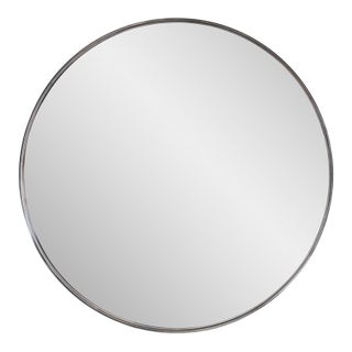 Steele Polished Silver Round Mirror For Sale