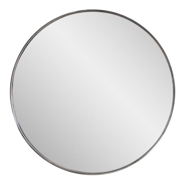 Steele Polished Silver Round Mirror For Sale