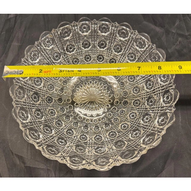 Mid-Century Modern Antique Westmoreland Lacy Daisy 9” Scalloped Glass Serving Bowl #909 Glass Salt Cellar Dip For Sale - Image 3 of 3