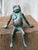 Metal Vintage Bronze Seated Frog Garden Ornament For Sale - Image 7 of 18