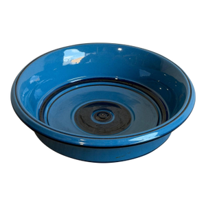 Knabstrup Keramik Blue Ceramic Salad Bowl Deep Glossy Azure Denmark Mid-Century Modern 1960s