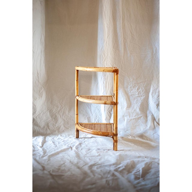 Bamboo and Rush Fabric Shelf, 1970s For Sale - Image 4 of 7