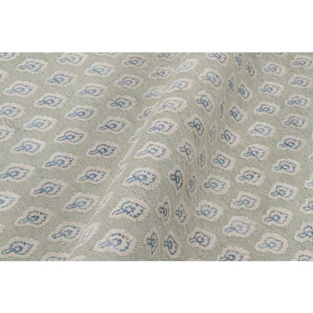 Contemporary Rug & Kilim’s Modern Block Print Runner Rug in Blue and White Floral Pattern - 3x16 For Sale - Image 3 of 7