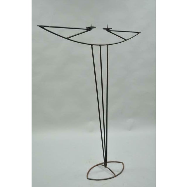 Tall Vintage Art Deco Art Nouveau Gothic Wrought Iron Floor Candle Holder Stand