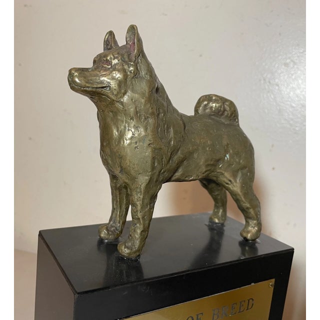 This vintage solid bronze Best Breed Norwegian Elkhound dog show trophy is a must-have for any dog memorabilia collector....