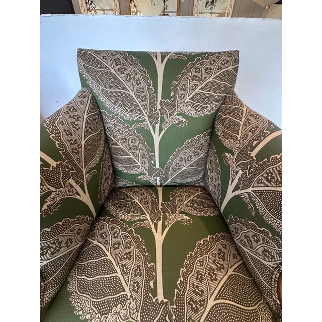 Traditional Federal Sheraton Inlaid & Newly Upholstered Armchairs -a Pair For Sale - Image 3 of 12