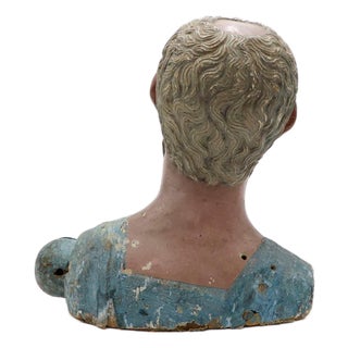 Head of a Saint from the 18th Century Wood Carving For Sale