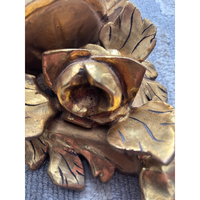 1960s Italian Giltwood Floral Wall Brackets, a Pair For Sale - Image 5 of 9