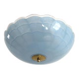 1940s Blue Scalloped Flush Light For Sale