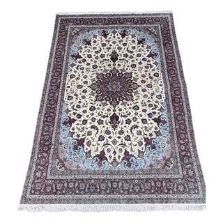 Vintage Tabriz with Silk Rug, 1980s For Sale