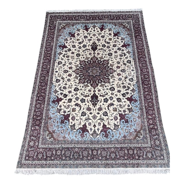 Vintage Tabriz with Silk Rug, 1980s For Sale