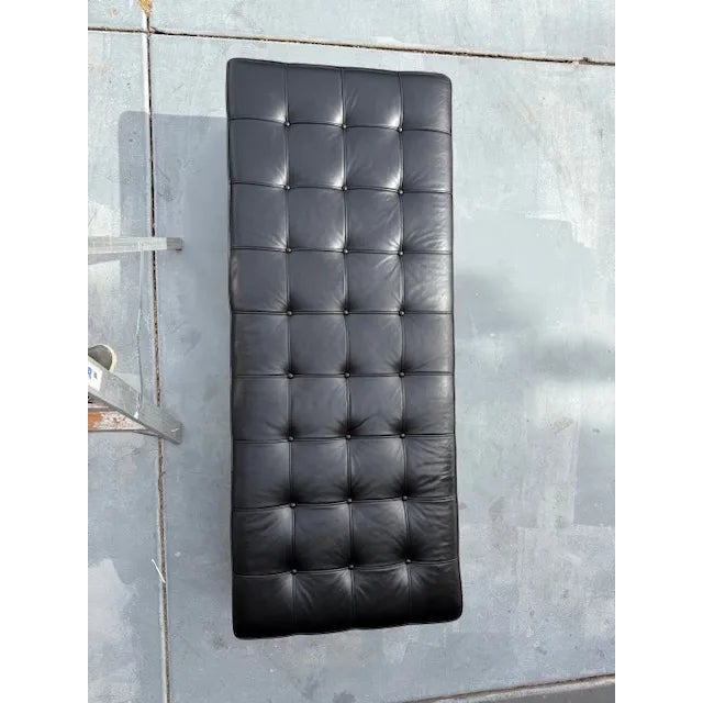 Nicos Zographos 1960s Nicos Zographos Black Leather and Bronze Daybed Bench For Sale - Image 4 of 5