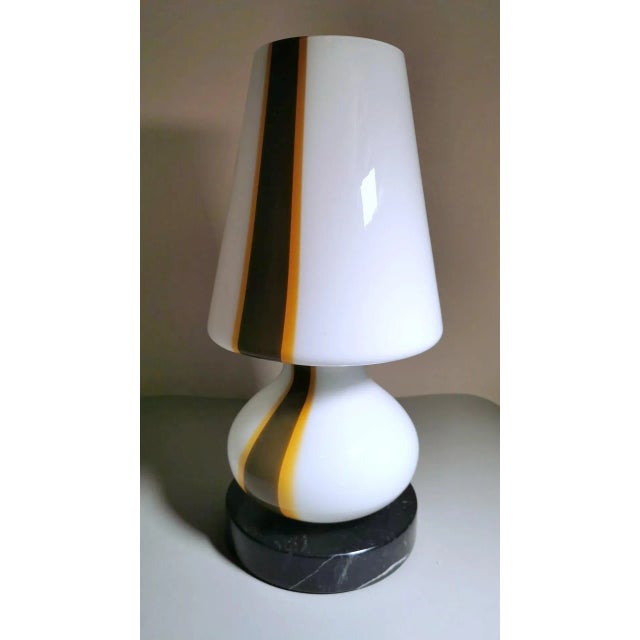 Carlo Moretti Carlo Moretti Style Space Age Lamp From Murano in Opaline Glass and Marble Base For Sale - Image 4 of 13