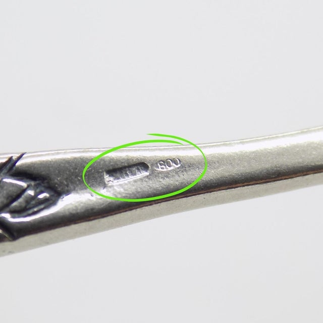 Silver Vintage Italian Handmade Genuine Silver Decorative Dessert Fork With Tassel For Sale - Image 8 of 10