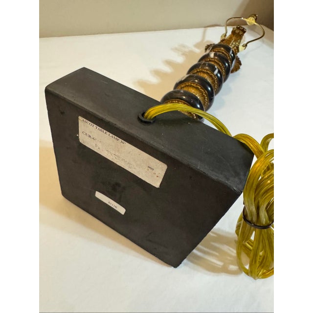 Hollywood Regency Stacked Black Marble Antique Gold Acanthus Table Lamp For Sale - Image 12 of 12