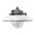 Gray Vintage Industrial White Enamel, Cast Iron & Holophane Glass Pendant Light For Sale - Image 8 of 8