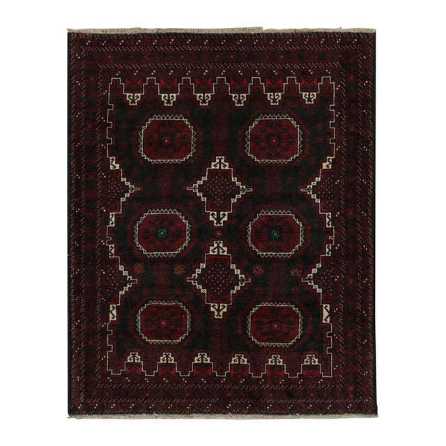 Red Rug & Kilim’s Baluch Tribal Rug in Burgundy With Geometric Patterns For Sale - Image 8 of 8
