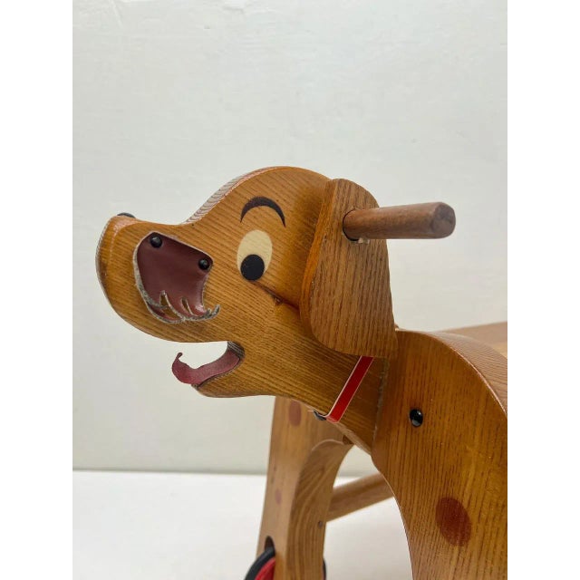 Wood Vintage Wooden Childs Toy Dog on Wheels, 1960s For Sale - Image 7 of 12