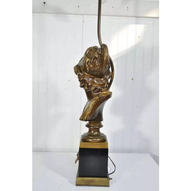 Antique Grand Tour French Bronze Bust Trojan Greek General Ajax Table Lamp For Sale - Image 9 of 10