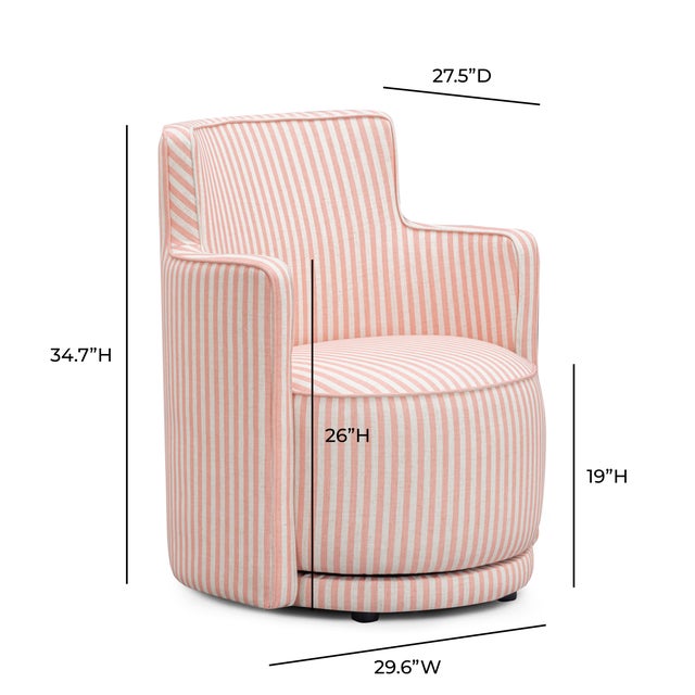 Passe Pink Striped Swivel Chair For Sale In Los Angeles - Image 6 of 6