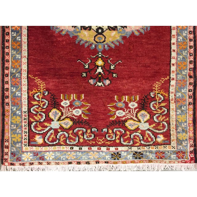 Turkish Vintage Circa 1940 Turkish Red Oushak Area Rug, 3ft 3in X 6ft 1in For Sale - Image 3 of 4