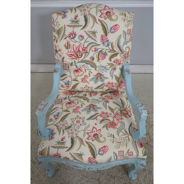 Age: Approx: 30 Years Old Details: Custom Finished & Newly Upholstered Intentional Distressed Painted Finish Fine Carved...