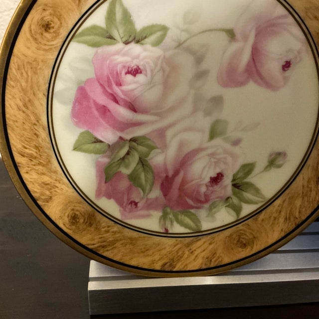 Vintage Royal Munich Porcelain Rose Cabinet Plates – Pair For Sale In Dallas - Image 6 of 12