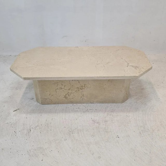 Stone Italian Coffee Table in Travertine, 1980s For Sale - Image 7 of 13