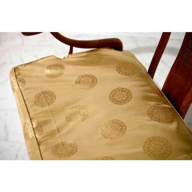 Mid-Century Mont Style Chinoiserie Horseshoe Rosewood Bench Settee For Sale In Chicago - Image 6 of 12