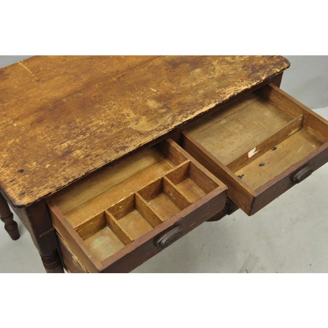 Antique French Country Primitive Possum Belly Pine Wood Bakers Work Table For Sale - Image 14 of 18