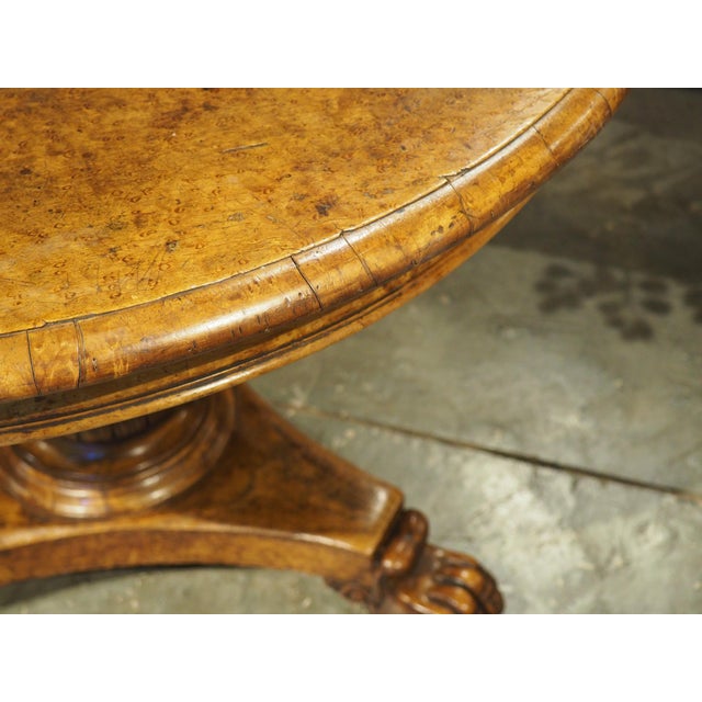 Charles X French Burl Maple Center Table With Paw Feet, Circa 1830 For Sale - Image 14 of 18