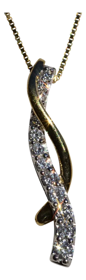 The Tarama: Ladies 14K Yellow Gold Twisted Diamond Journey Necklace