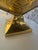A striking vintage brass decorative turtle shell shaped touch lamp. It stands elegantly on a geometric pedestal base,...