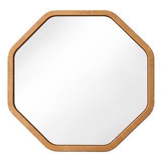 Vintage Oak Octagonal Wall Mirror For Sale