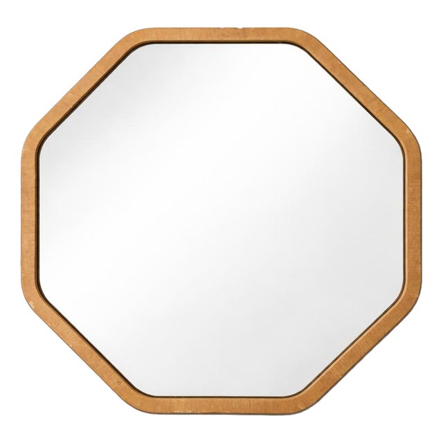 Vintage Oak Octagonal Wall Mirror For Sale