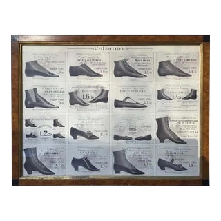 Framed Antique Print of Italian Shoe Advertisement For Sale