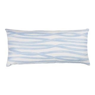 Schumacher Brushstrokes 30'' Lumbar Pillow in Sky For Sale