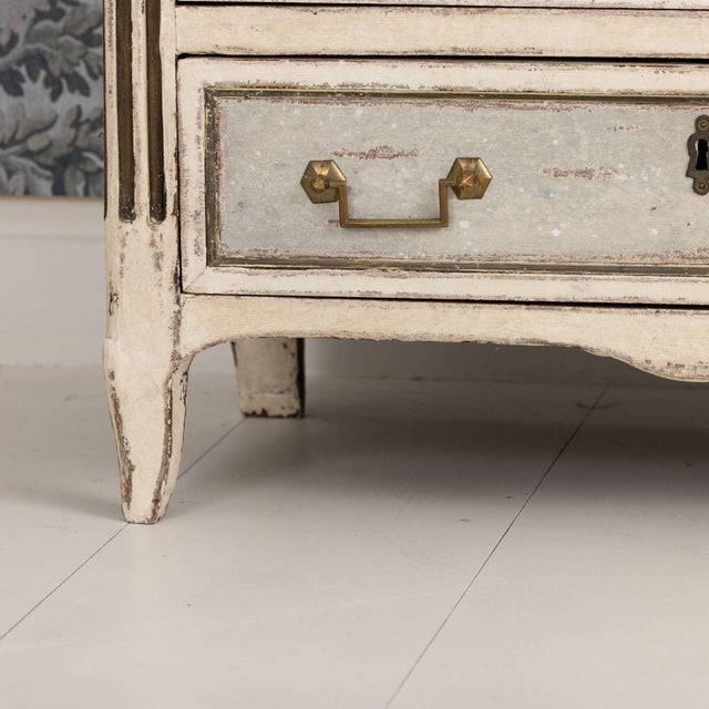 18th C. French Painted Tall Chest of Drawers With Original Marble Top For Sale In Wichita - Image 6 of 16