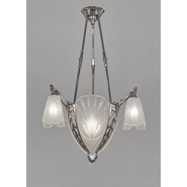 Art Deco French Art Deco Chandelier by Jamain & Degue 1930 France For Sale - Image 3 of 13