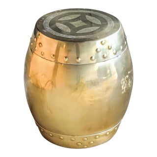 Chinoiserie Brass Drum Stool For Sale