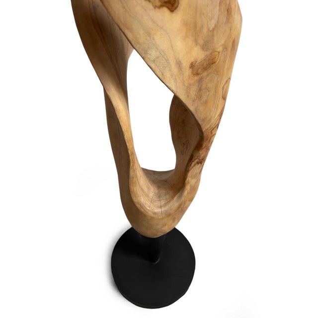 Twisting Mahogany Wood Sculpture on Stand For Sale - Image 4 of 6