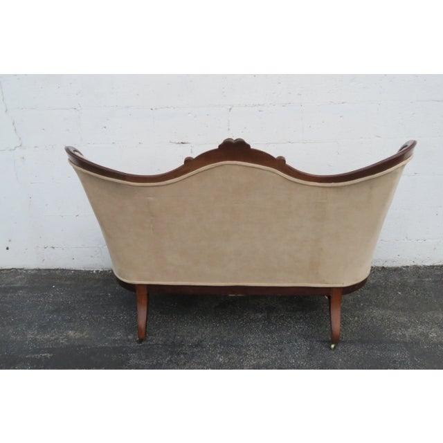Victorian Late 1800s Victorian Carved Solid Walnut Settee Loveseat For Sale - Image 3 of 13