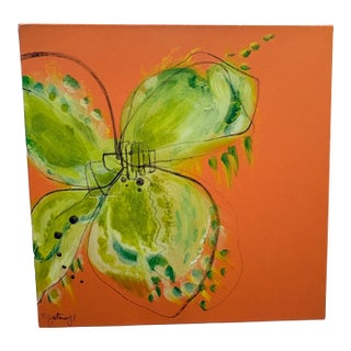 Michelle Zastawny Signed Original Abstract Botanical Painting on Canvas For Sale