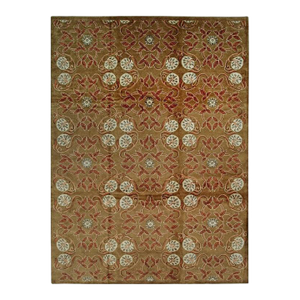 8x10 Brown Hand-Knotted Wool Floral Trellis European Modern Carpet Rug