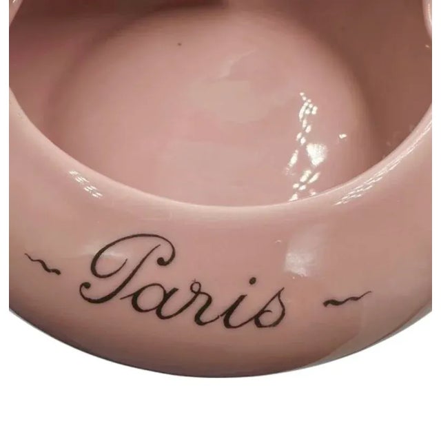 Ceramic Vintage Hotel Lotti Paris France Pink Ceramic Ashtray Catchall Dish For Sale - Image 7 of 12