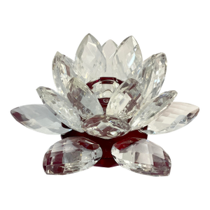 Mid-Century Hollywood Regency Lotus Crystal Candle Holder.